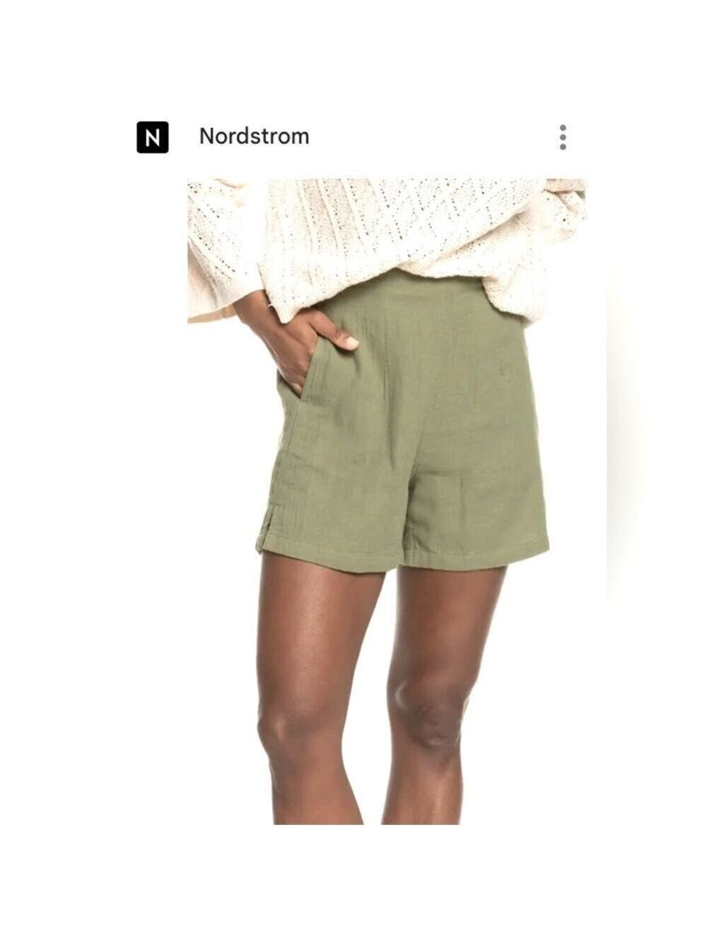 🔥NWOT🔥 ABOUND High Rise PULL-ON COTTON GAUZE SHORTS IN GREEN CYPRESS- 3” XXS